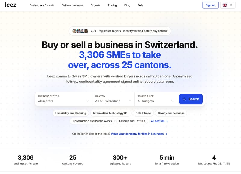 leez.chのトップページ：スイスで会社を買う、売る